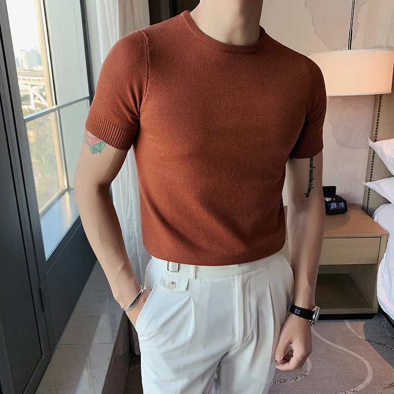New Spring Round Neck Short-Sleeved Sweater Men'S Self-Cultivation Korean Version Of The Trend Of Men'S Knitted T-Shirt — photo 6