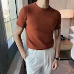 New Spring Round Neck Short-Sleeved Sweater Men'S Self-Cultivation Korean Version Of The Trend Of Men'S Knitted T-Shirt — photo 6