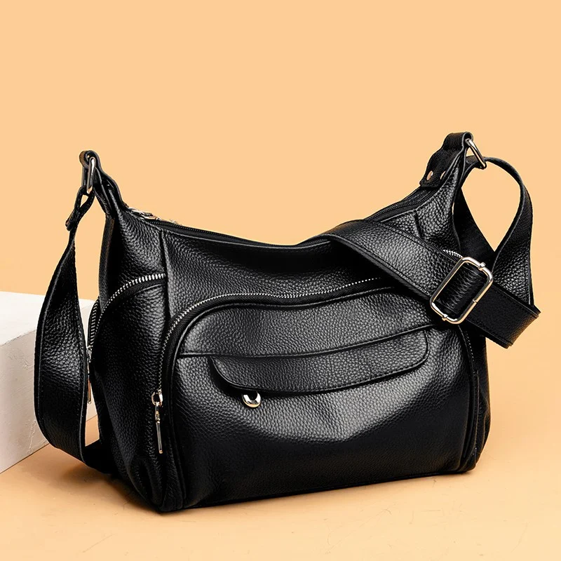 Dames messenger bag van eerstelaags koeienhuid, veelzijdig, grote capaciteit, schoudertas perfect voor dagelijks gebruik — foto 10