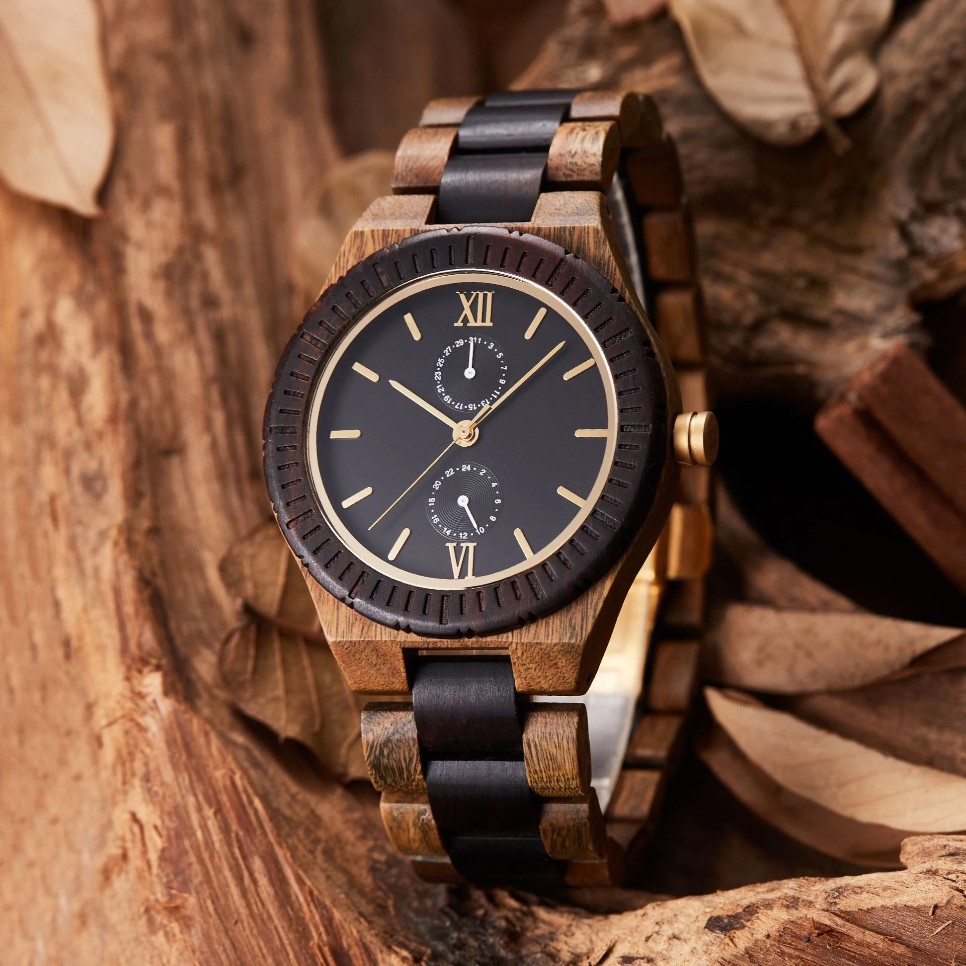 Reloj de madera multifuncional para hombre movimiento de cuarzo Elegancia natural y funcionalidad moderna para el hombre actual — foto 4