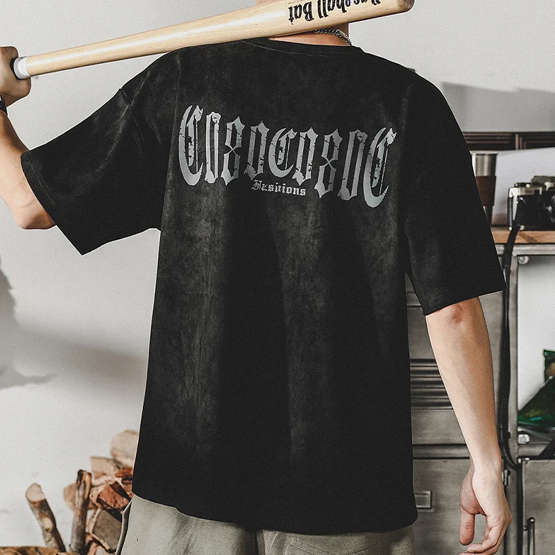 Retro Washed T-shirt Heavy Short-sleeved Shirt Men – Comfortable and stylish vintage-inspired shirt, perfect for everyda — photo 6
