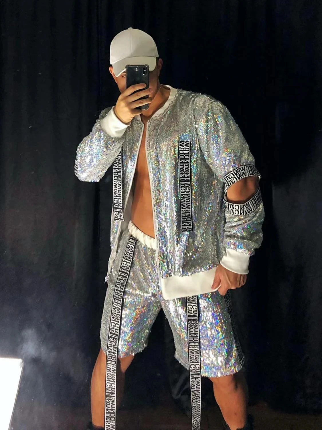 Men's Sequin Hip-hop Baseball Uniform Set, designed for dancing, stage presence, and showcasing your unique style at any — photo 5