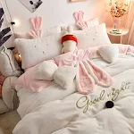 Jogo de cama infantil princesa, quatro peças veludo Tutu, coral aveludado, quente e espesso, perfeito para meninas. — foto 5