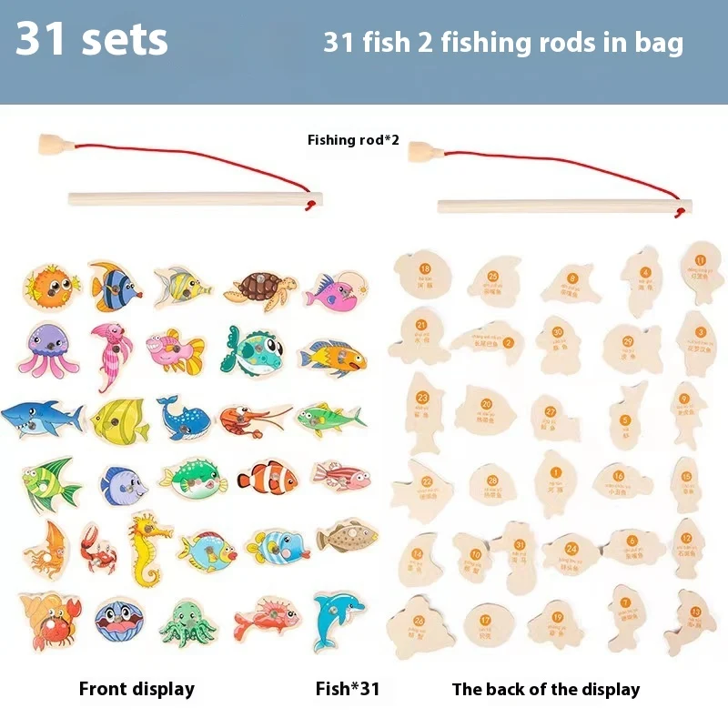 Brinquedo de pesca magnético de madeira para crianças pequenas. Desenvolve coordenação motora fina e aprendizado divertido. Perfeito para os pequenos! — foto 7