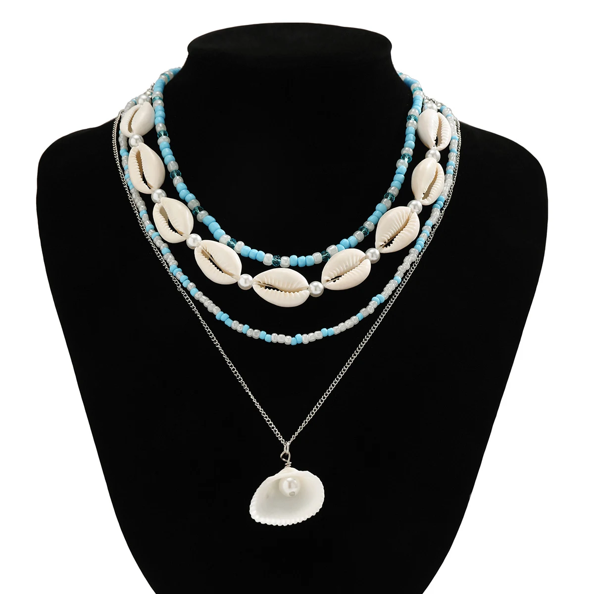 Title 27, Colar multi camadas estilo oceano com conchas e...