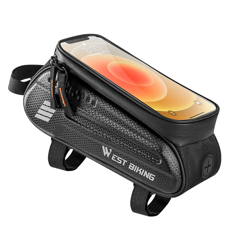 Bolsa de tubo superior de bicicleta com concha rígida frontal, à prova d'água, grande capacidade, fácil acesso e segura para seus pertences. — foto 4