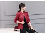 New Korean Style Motorcycle Leather Coat for Spring & Autumn, Stand-up Collar, Slim Fit, Slimming — photo 8