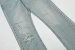 Heren jeans met gaten, wassing en licht uitlopende rechte pijp. Moderne en comfortabele stijl voor een casual look. — foto 4