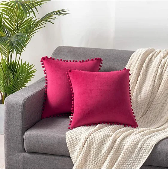 Capa de almofada de sofá de veludo com laço de bola, toque macio e visual sofisticado, ideal para decoração e fácil de manter — foto 16