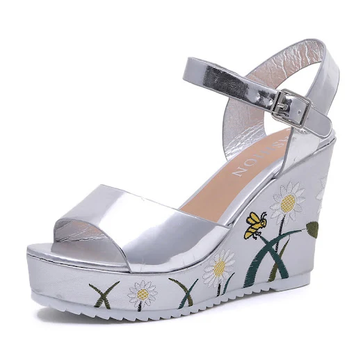 Title 1, Womens embroidered wedge platform sandals offe...