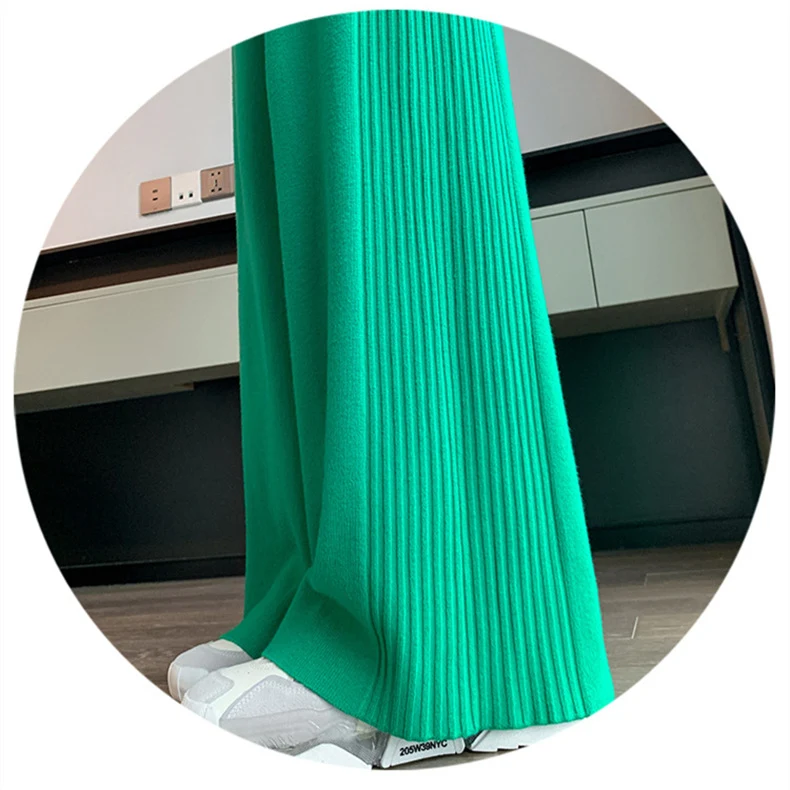 Title 2, Womens Knitted Wide-leg Pants High Waist Draws...