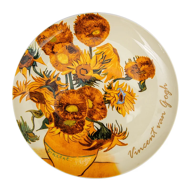 Prato de porcelana Van Gogh Export de 8 polegadas Elegante para servir petiscos, sobremesas ou para decoração de mesa. — foto 15