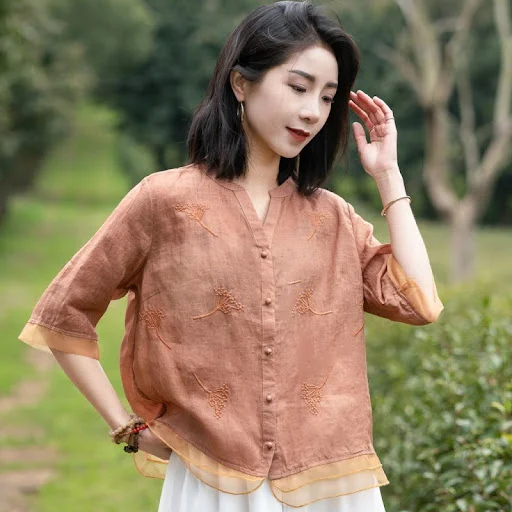 Title 7, Womens Fashion Machine Embroidery Chiffon Hem ...