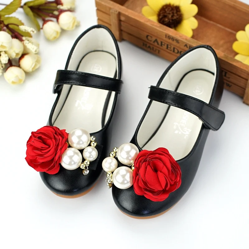 Korean style children's shoes, Big Pearl Flower Princess design. Comfortable and elegant shoes for little girls, perfect — photo 5