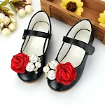 Korean style children's shoes, Big Pearl Flower Princess design. Comfortable and elegant shoes for little girls, perfect — photo 5