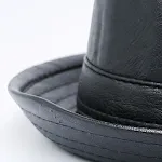 Vintage PU leather jazz hat for a classic and stylish look. Perfect for musicians, performers, and anyone who loves a re — photo 3
