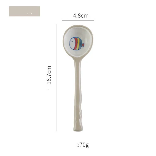 Title 7, Hand-painted ceramic rice spoon, creative rusti...