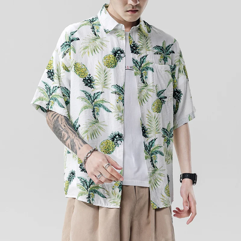 Beach couple casual short sleeve printed shirt. Perfect for a relaxed summer vibe, comfortable and stylish for beach day — photo 1