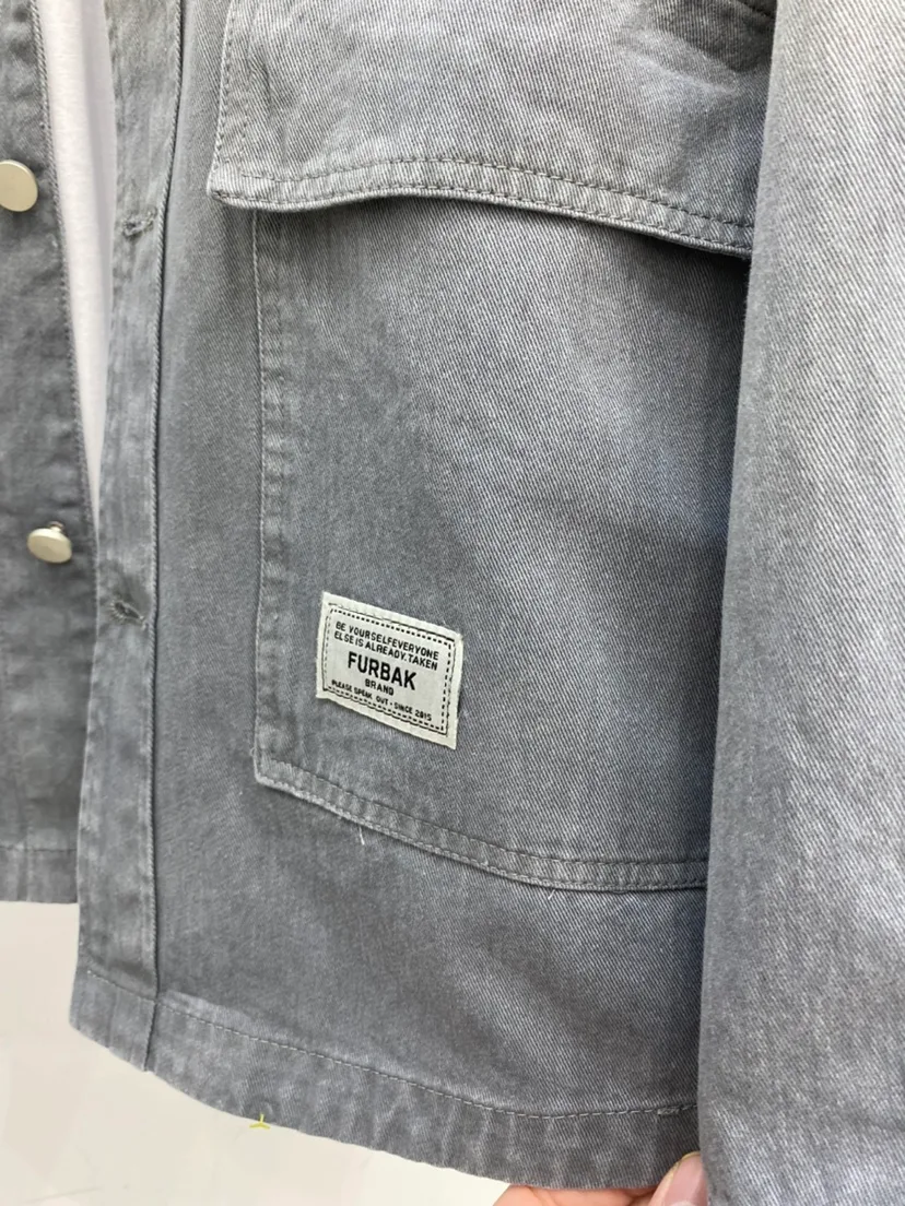 Title 4, Jaqueta masculina jeans com lapela, bolso e est...