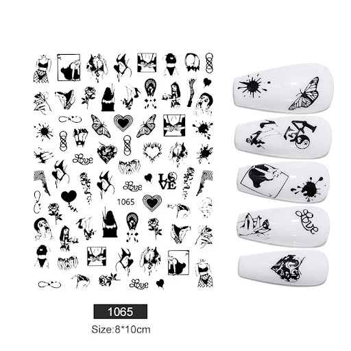 Title 6, Herzförmige englische Buchstaben Nagelsticker f...