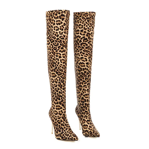 Title 7, Super High Heel Plus Size Leopard Print Over-th...