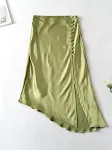 Damesmode rok van zijde satijn met onregelmatige knopen en textuur. Stijlvol en comfortabel voor een verfijnde look, perfect voor elke gelegenheid. — foto 15