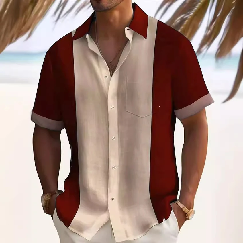 Heren effen kleur dunne jonge casual mode korte mouwen shirt. Perfect voor een comfortabele en stijlvolle look in je vrije tijd. — foto 10