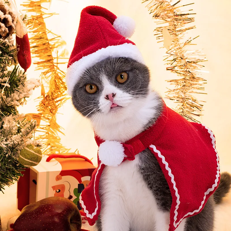Title 5, Pet Christmas Suit Cat Dog Cloak Hat. Dress you...