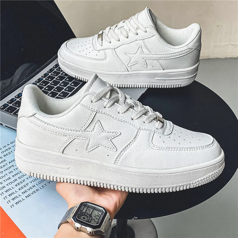 Thick Soled White Casual Sneakers For Men Comfortable and stylish footwear. Perfect for everyday wear, offering a modern — photo 7