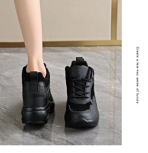 Title 7, Tênis casual de couro plus size com plataforma ...