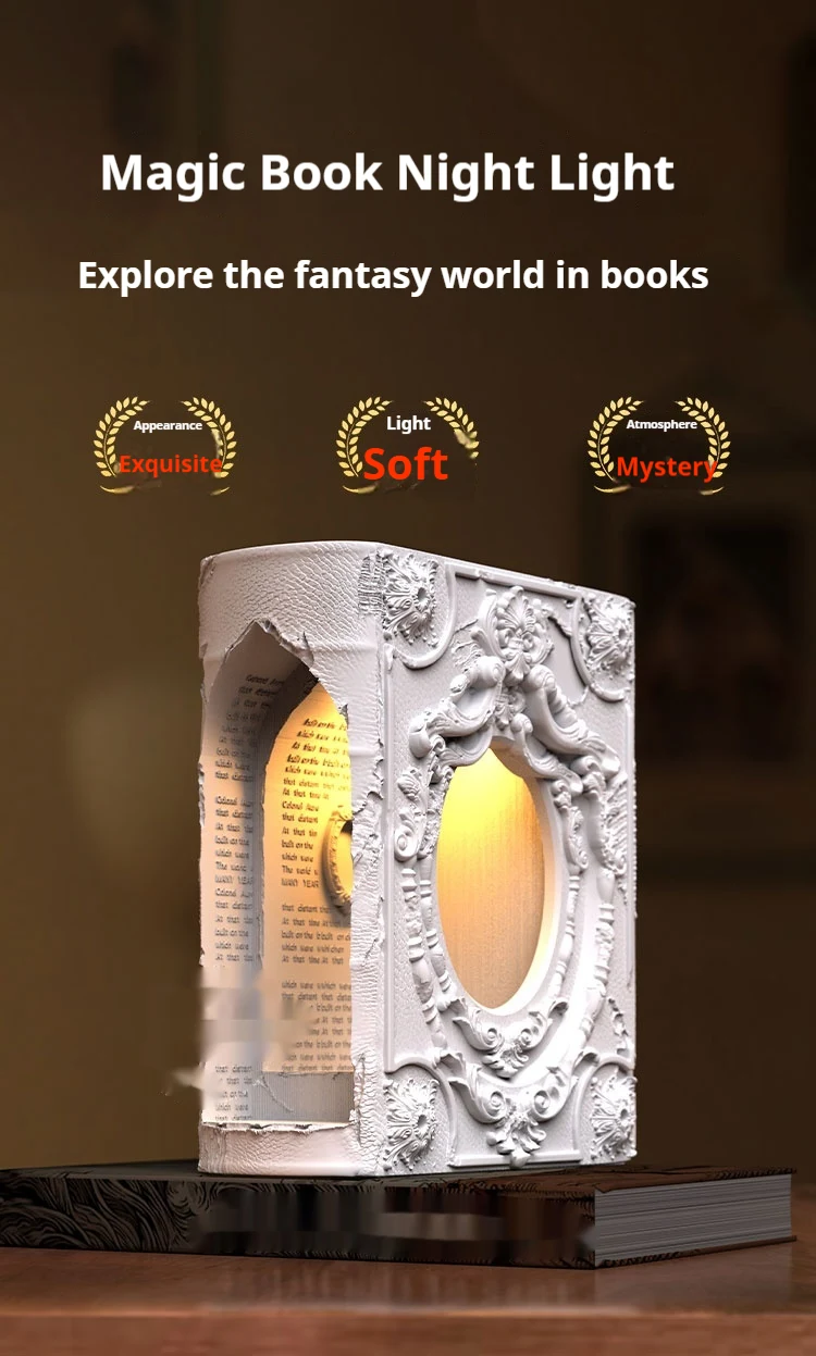 Title 2, Magic Book Gypsum Table Lamp for Bedroom Bedsid...