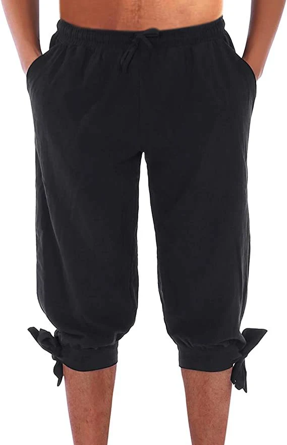 Men's Cotton and Linen Trousers with Ankle Strap, Medieval Viking Style, Comfortable and perfect for an authentic everyd — photo 8