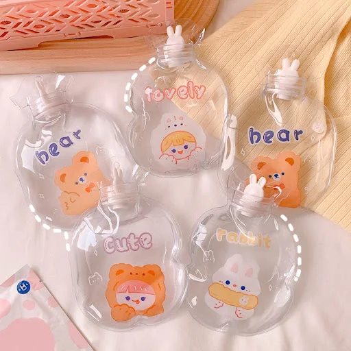 Title 2, Cartoon transparent hot water bag girls heart ...