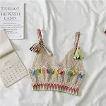 Top de tirantes de punto estilo étnico para mujer verano. Frescura y estilo bohemio para tus días soleados. Ideal para looks casuales y cómodos. — foto 4