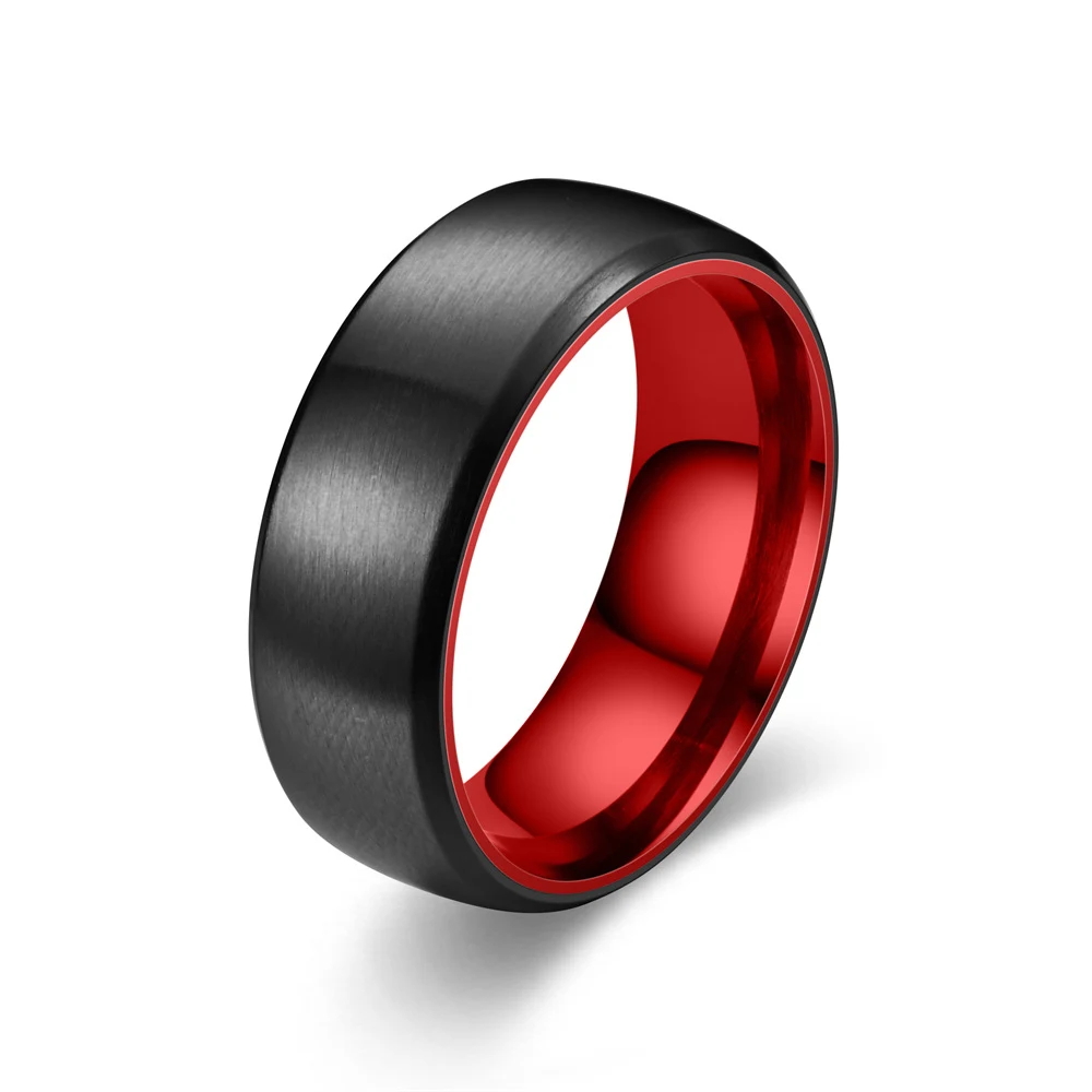 Anel para casal bicolor fosco vermelho roxo verde. Uma joia moderna e elegante para celebrar o amor e a união. Presente perfeito. — foto 2