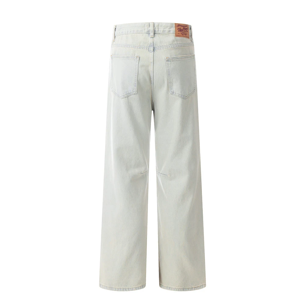Title 13, Light Color Denim Trousers American Retro Men C...