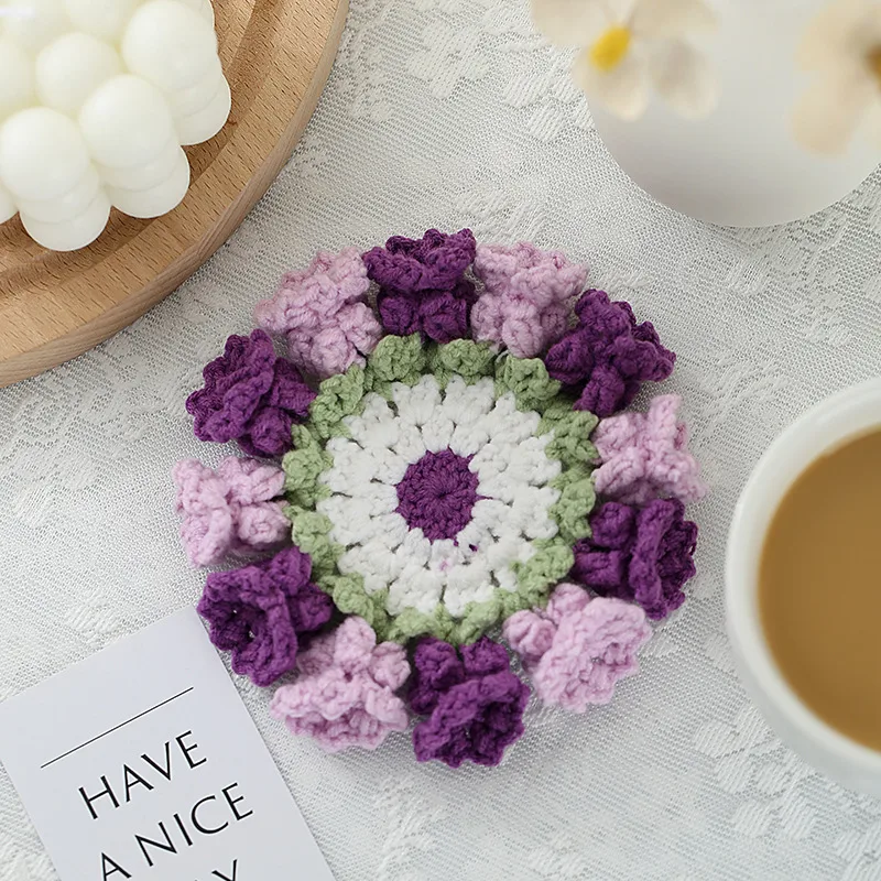 Title 6, Hand-knitted Flower Woven Linglan Coaster, prot...