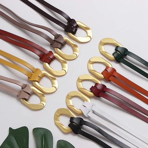 Title 9, Double Leather Belt With Vintage Metal Buckle
