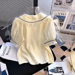 Design Sense Niche Lace Sweet Chic French Puff Sleeve Top — photo 8