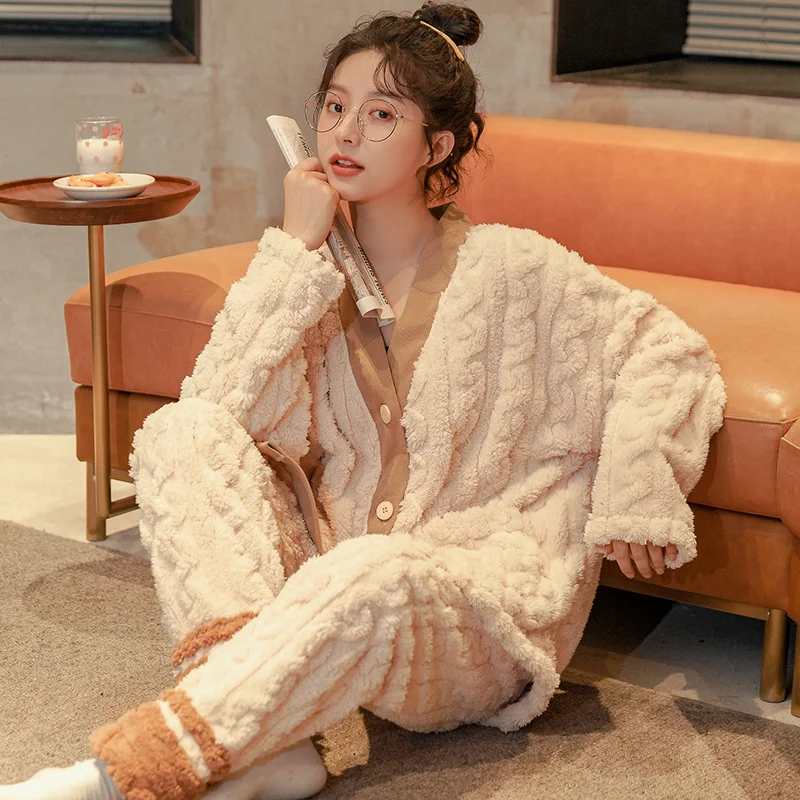 Koraalfleece pyjama, gewatteerd pak met lange mouwen — foto 19