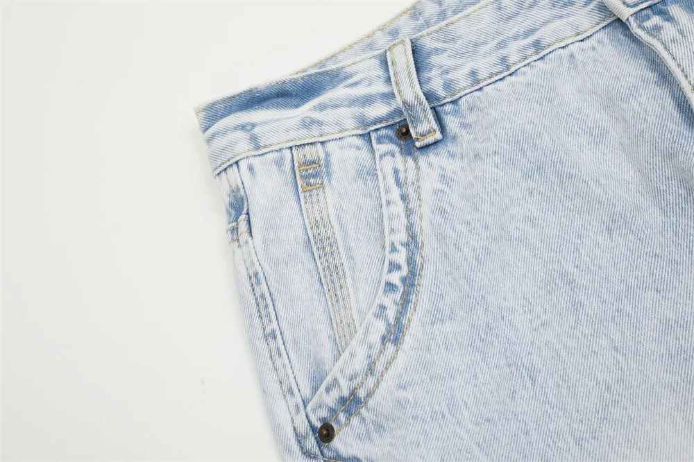 Title 11, Mens Loose Wash Light Color Denim Trousers, Co...