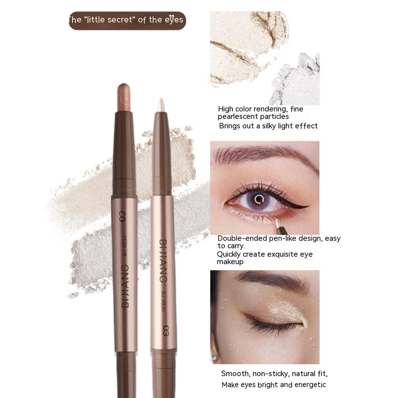 Caneta delineadora dupla à prova d'água, não borra, branco perolado e dourado champanhe. Olhos luminosos, alta fixação e traço preciso. — foto 4