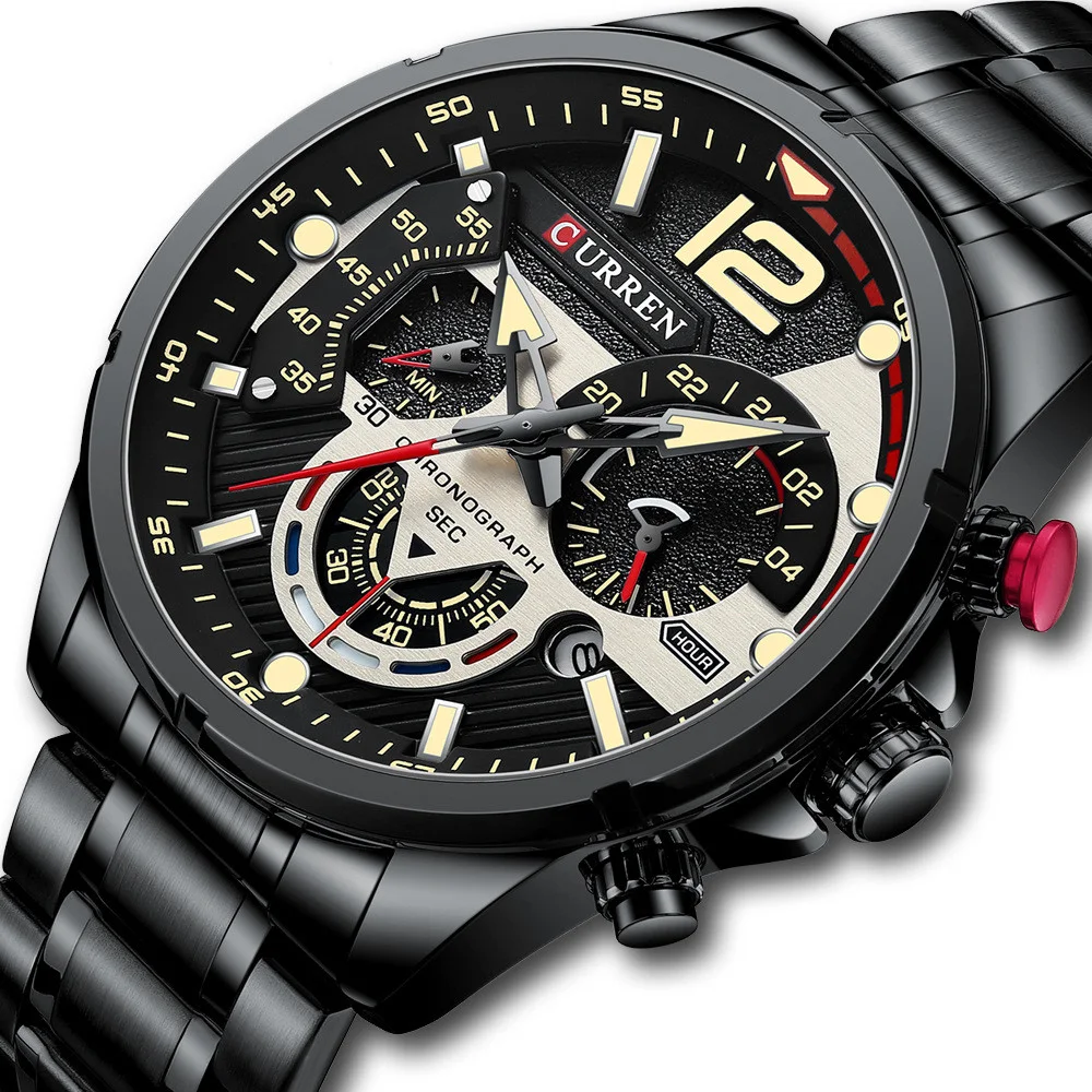 Relógio masculino de quartzo com calendário e seis ponteiros, pulseira de aço, perfeito para acompanhar o tempo e ter estilo diariamente. — foto 7