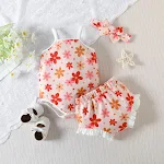 Conjunto Vestido Jardineira Floral para Bebê Menina Roupa Verão 2 Peças Confortável e Fofo Presente Ideal para Recém-Nascidas e Meses Iniciais — foto 2