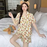 Cute Cartoon Lapel Cardigan Short Sleeve Shorts Thin Can Be Outerwear Homewear — photo 10