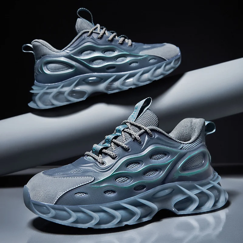 Leuchtende Mesh-Freizeitsneakers, der modische Trend für bequemes Gehen und einen stylischen Look. Entdecke den Komfort. — foto 5