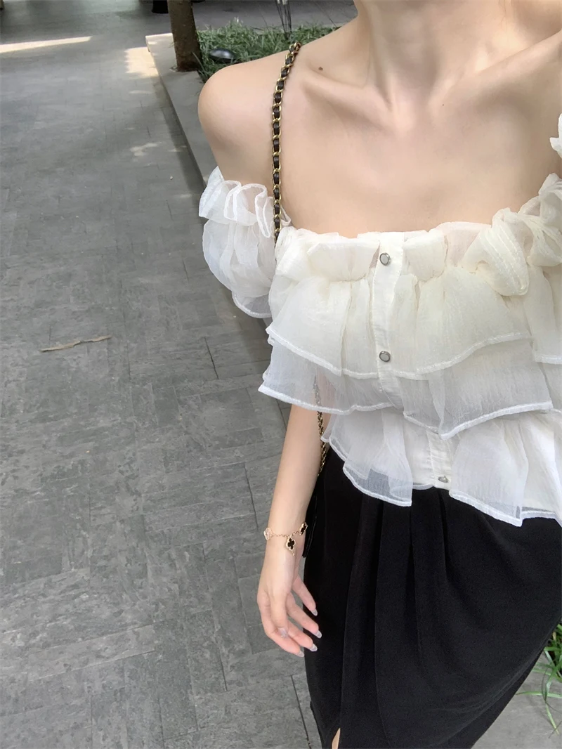 Title 4, Womens Summer Sweet Spice Puff Sleeve Ruffle S...