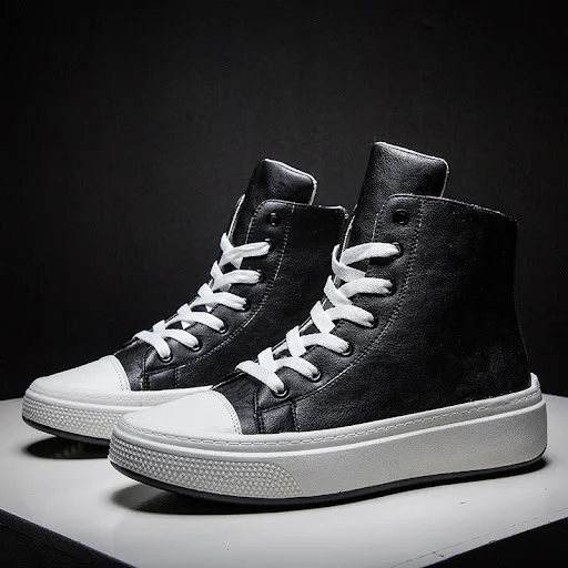 Title 1, Novos Sapatos Masculinos de Cano Alto Couro Imp...