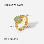 Pulseira de pedras naturais combinável e anel aberto de aço titânio. Estilo elegante e versátil para complementar seus looks. — foto 4