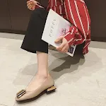 Damskie buty na masywnym obcasie, niski obcas, płytki nosek, kwadratowy nosek. Wygoda i modny wygląd na co dzień i od święta. — zdjęcie 4